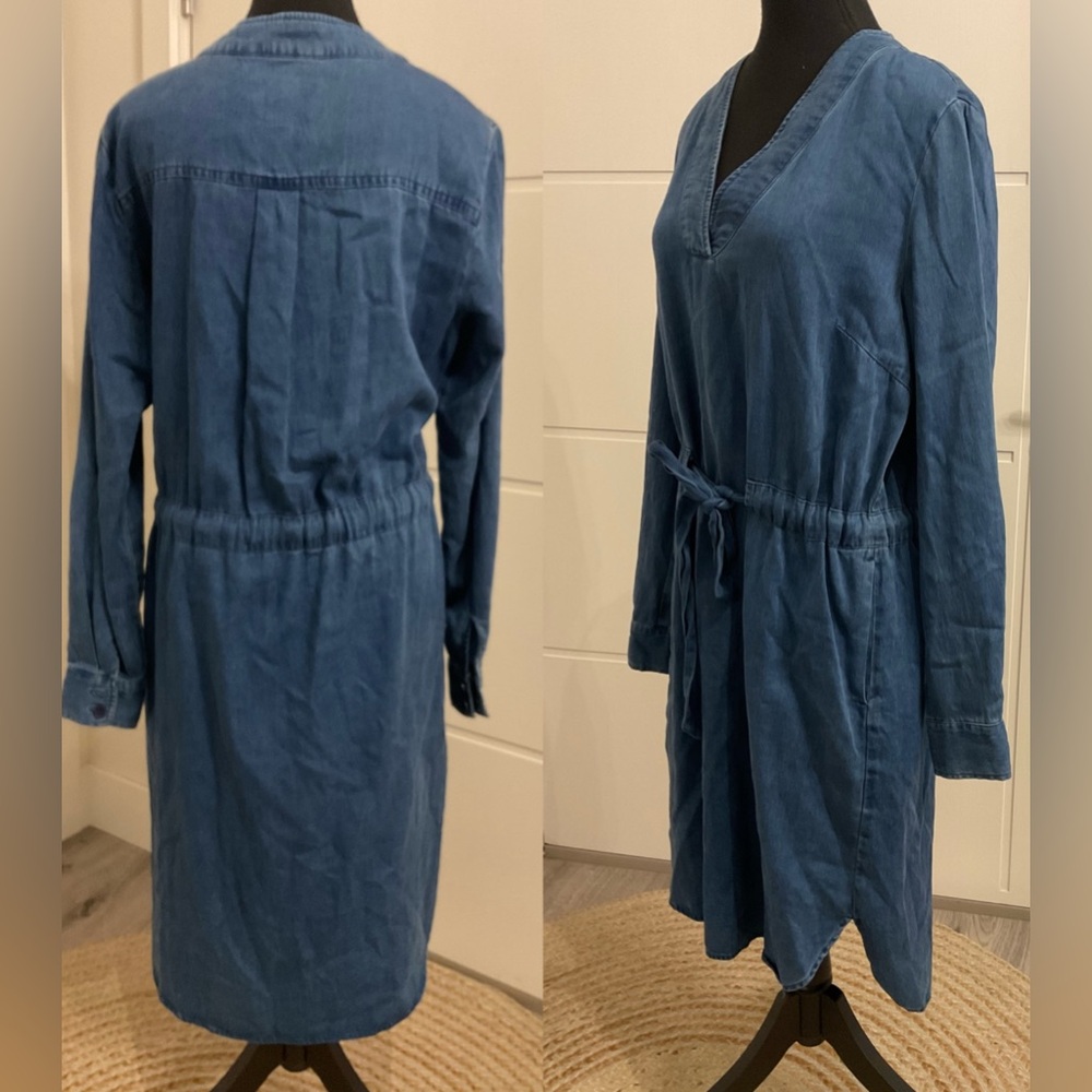 Part Two Maris So Soft Blue Denim Long sleeve Dress with pockets .